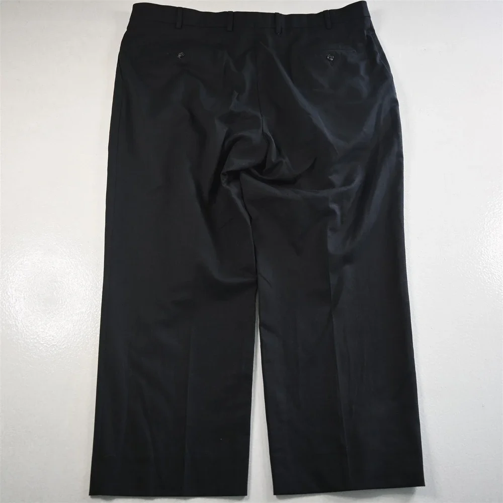 Hart Schaffner Marx 42x28 Charcoal Gray Stretch‎ Wool Pleated Stay Tucked Pants